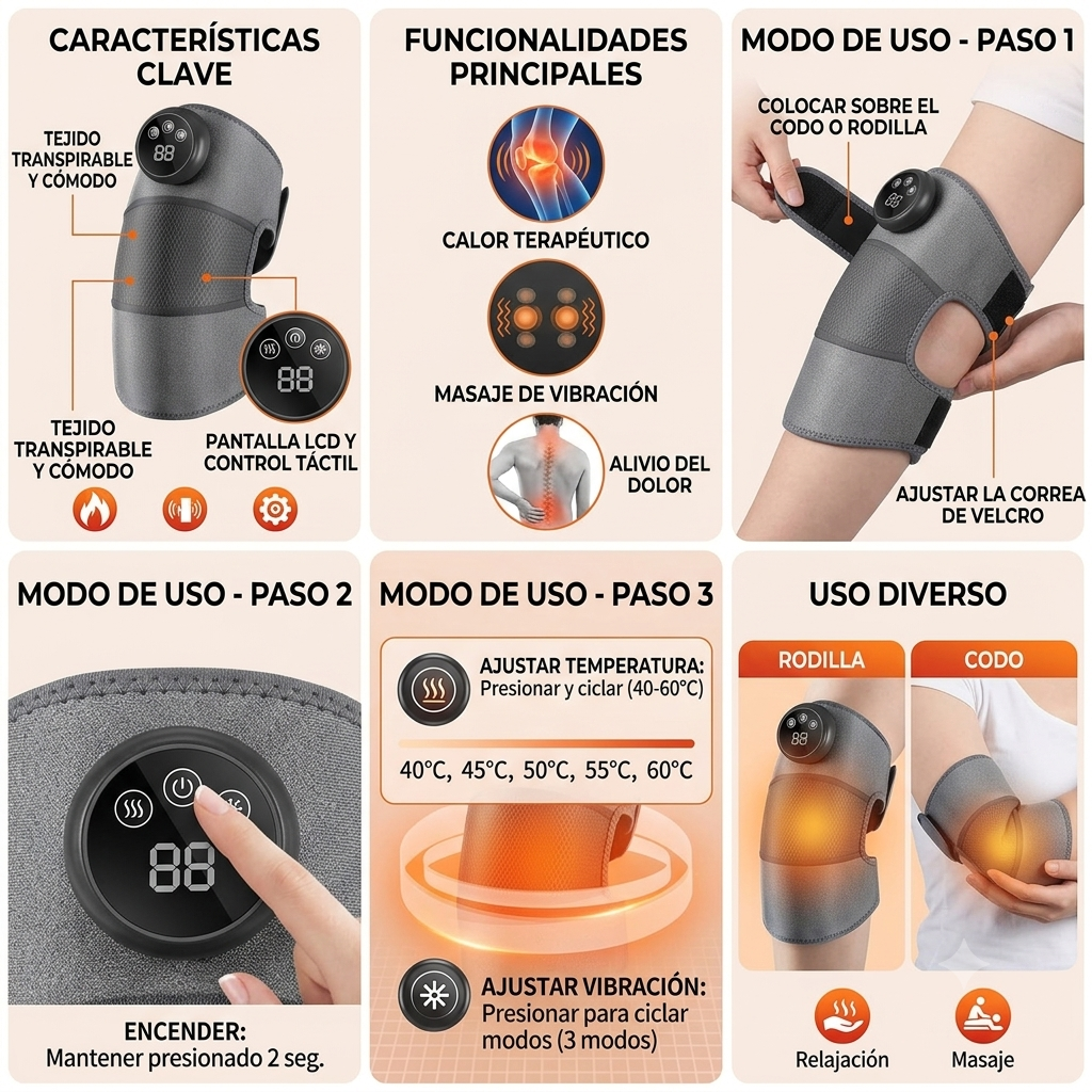 Masajeador de rodilla termico